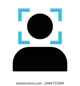 Ilustración vectorial de símbolo de signo de reconocimiento facial. Concepto de reconocimiento facial, sistema de identificación facial, Identificación biométrica, sistema de escaneo facial. Concepto de ciberseguridad. Nueva tecnología de reconocimiento. 