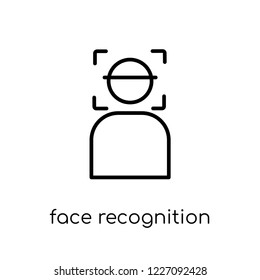 face recognition icon. Trendy modern flat linear vector face recognition icon on white background from thin line Artificial Intelligence, Future Technology collection, outline vector illustration