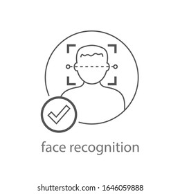 Face recognition icon vector. Facial Identification Illustration. Faces Detection Logo. Scan Man Face Symbol. EPS 10