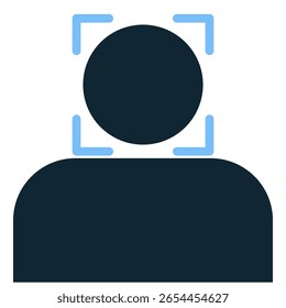 Face recognition icon vector, symbolizing identity verification and secure access through facial scanning. Ideal for security systems, smart devices, or AI technology designs.