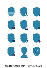 Face Recognition icons,Cyber security concept. Digital security authentication concept. Biometric authorization. Identification