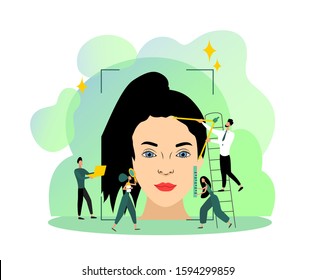 Face recognition. Face ID. Concept design of security