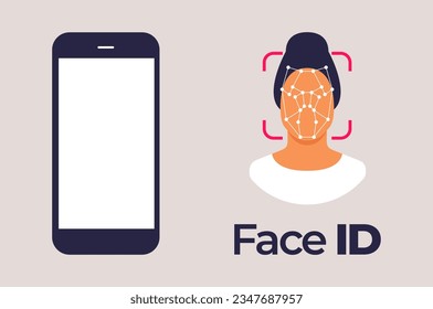 Face recognition. Face ID. Human Face Scanning. Facial recognition. Face scan.	