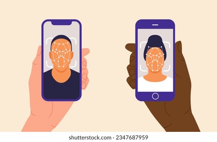Face recognition. Face ID. Human Face Scanning. Facial recognition. Face scan.	