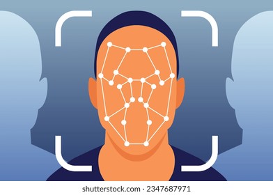Face recognition. Face ID. Human Face Scanning. Facial recognition. Face scan.	