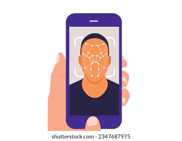 Reconocimiento facial. ID de la cara. Escaneo de caras humanas. Reconocimiento facial. Escaneo facial.	