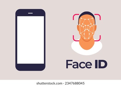 Face recognition. Face ID. Human Face Scanning. Facial recognition. Face scan.	