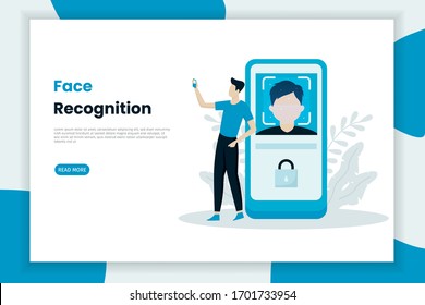 Face recognition illustration concept. This design can be used for websites, landing pages, UI, mobile applications, posters, banners