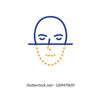 Face recognition line icon. Faces biometrics sign. Head scanning symbol. Colorful outline concept. Blue and orange thin line color icon. Face recognition Vector