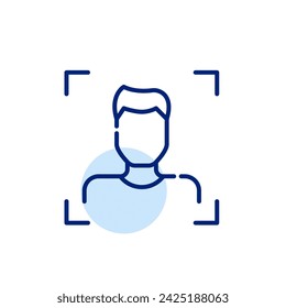 Face recognition. Male user. Pixel perfect, editable stroke