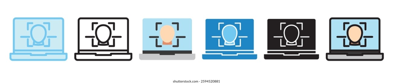 Face Recognition multi style icon set. use for modern concept, print, UI, UX kit, web and app development. Vector EPS 10, related to artificial intelligence, technology theme.