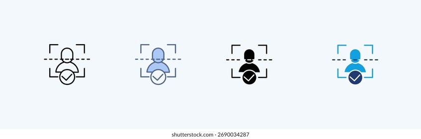 Face Recognition Multiple Icon Illustration Vector