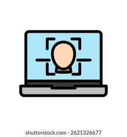 Color del contorno del reconocimiento facial, mini icono de la ilustración. uso para el concepto moderno, impresión, UI, kit de UX, Web y desarrollo del App. Vector EPS 10, relacionado con la inteligencia artificial, tema de tecnología