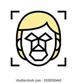 face recognition points and structure color icon vector. face recognition points and structure sign. isolated symbol illustration