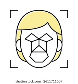 face recognition points and structure color icon vector. face recognition points and structure sign. isolated symbol illustration
