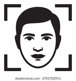 Palabras claves del icono de la exploración del reconocimiento facial: cara, reconocimiento, exploración, icono, símbolo, Identificación