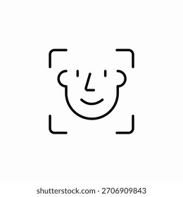 Vector de signo de icono de exploración de reconocimiento facial
