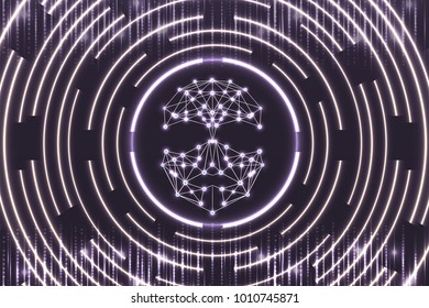 face recognition security concept background. illustration vector.