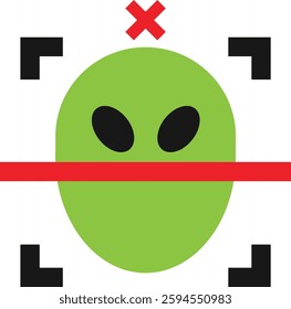 Face Recognition Security Icon Vector Flat Illustration