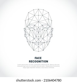 Face recognition. Face recognition system concept. biometric scanning, 3D scanning. Identification of a person through a system of recognition. Vector wireframe polygon concept.