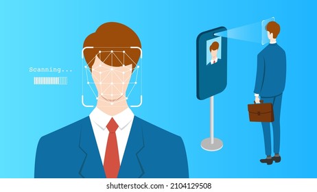 Face recognition system concept illustration.
