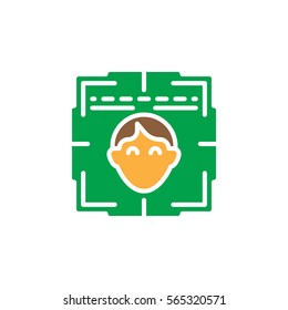 Face recognition system icon vector, filled flat sign, solid colorful pictogram isolated on white. Symbol, logo illustration