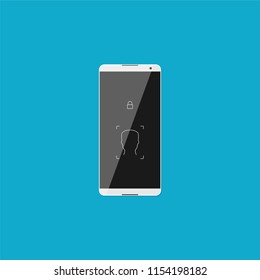 Face recognition system in smartphone. Vector illustration in flat style