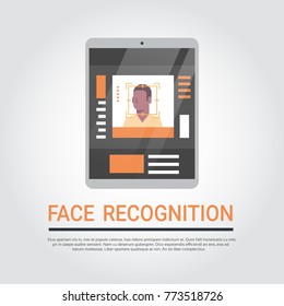 Face Recognition Technology Digital Tablet Security System Scanning African American Male User Biometric Identification Concept Vector Illustration