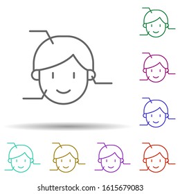 Face recognition, technology in multi color style icon. Simple thin line, outline vector of future world icons for ui and ux, website or mobile application