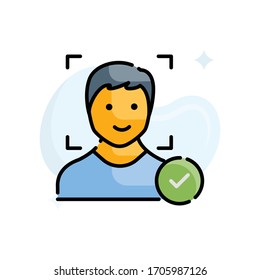 Face Recognition vector illustration. Filled outline style icon. Technology & Smart Working symbol. 
