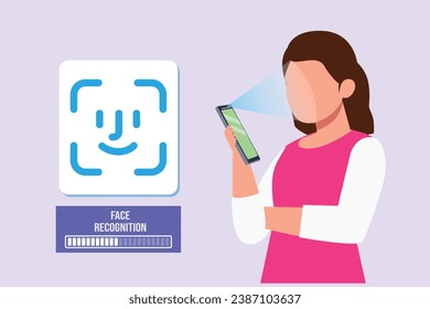 Reconocimiento facial, autenticación de voz y escaneo de retina. Concepto de autenticación biométrica. Ilustración vectorial plana de color aislada.