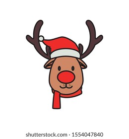 face of reindeer animal character merry christmas vector illustration design