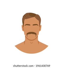 Face of retro man with mustache