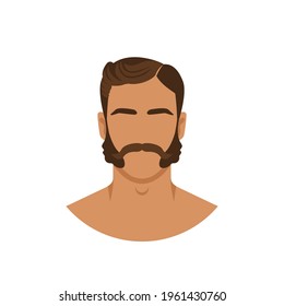 Face of retro man with mustache and sideburns