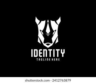 Face rhino logo a front view