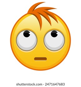 Face with rolling eyes Large size of yellow emoji smile with hair