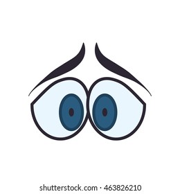 face sad eyes expression cartoon icon. Isolated and flat illustration. Vector graphic