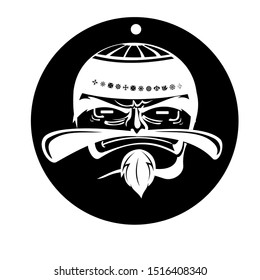 face of a samurai- Vector illustration, logo, emblem, print design.