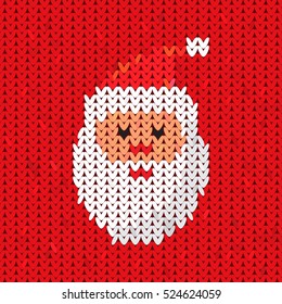 Face of Santa. Christmas knitted element in a flat style. easy to use