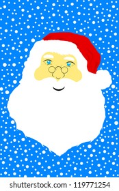 Face of Santa Claus with blue in background