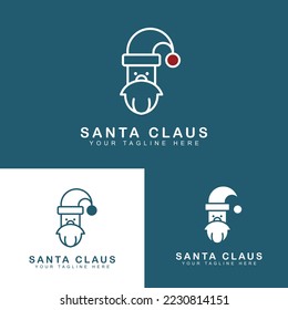 face santa claus logo design concept. santa claus icon vector