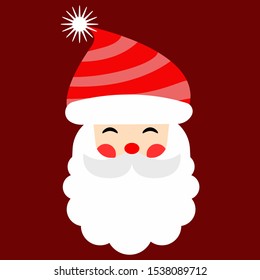 Face santa claus on red background for new year and Christmas design icon vector illustration