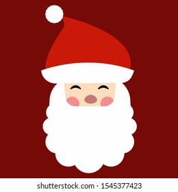 Face santa claus on red background for new year and Christmas design icon vector illustration
