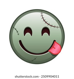 Um rosto saboreando uma delicadeza Tamanho grande de zumbi halloween emoji