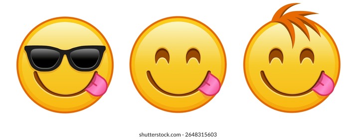 Um rosto saboreando uma delicadeza Conjunto de três emojis 