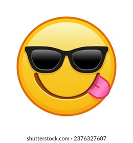 A face savoring a delicacy with sunglasses Large size of yellow emoji smile