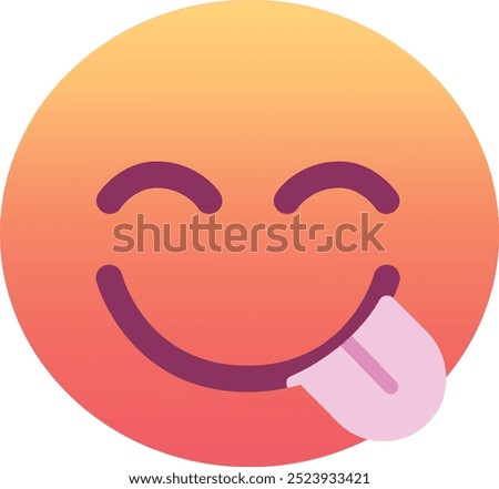 Face savoring food emoji icon. Trendy colors, popular element for social media and digital designs. Emoticon, isolated element.