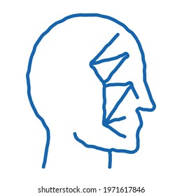 Face Scan by Points Point Projectors sketch icon vector. Hand drawn blue doodle line art Face Scan by Points Point Projectors sign. isolated symbol illustration