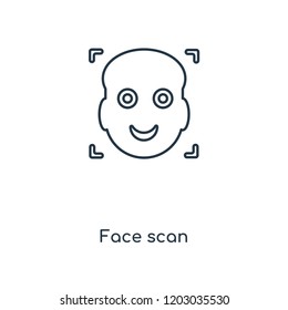 Face scan concept line icon. Linear Face scan concept outline symbol design. This simple element illustration can be used for web and mobile UI/UX.