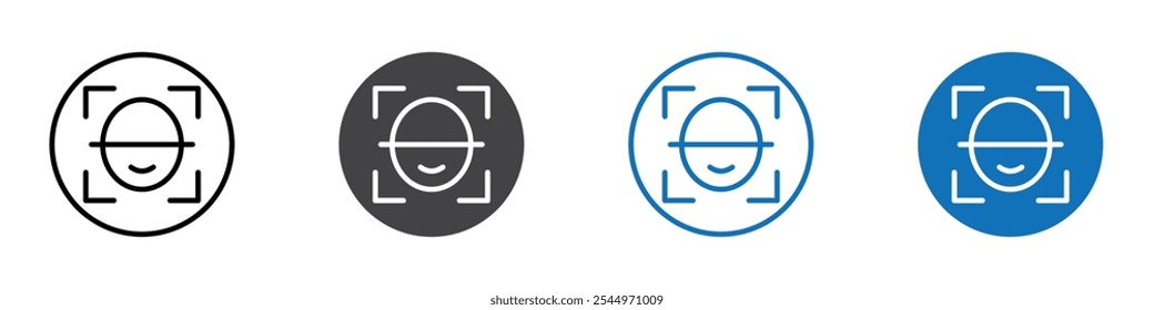 Icono de escaneo facial Iniciar sesión de logotipo de contorno de línea delgada